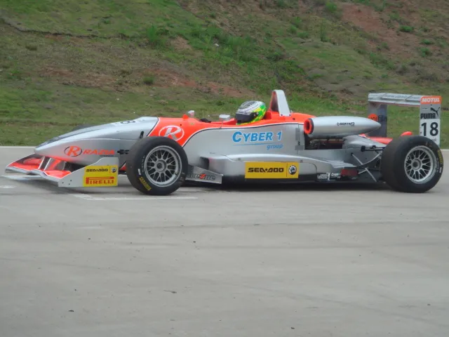 Formula 3 car with the Cyber1 group logo
